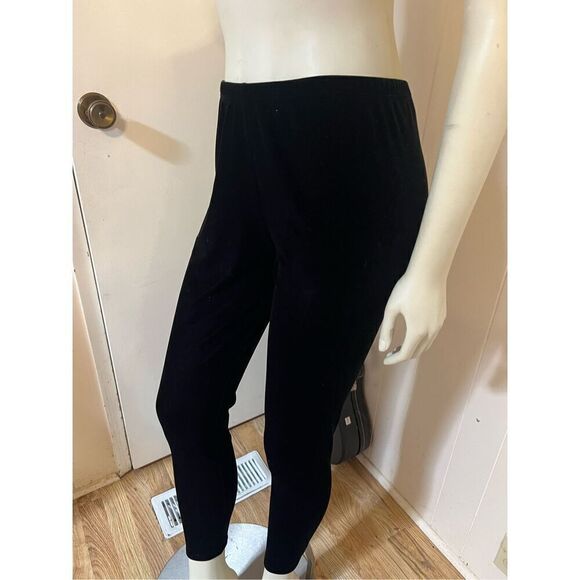 Eileen Fisher Black Velvet Leggings Perfect Fall Wardrobe Essential! High Waist - Picture 5 of 8
